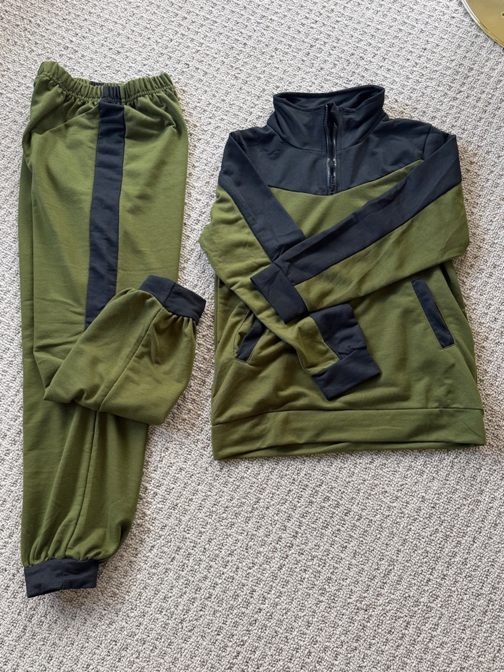 Kids Olive Green & Black Jogger Set size 7/8